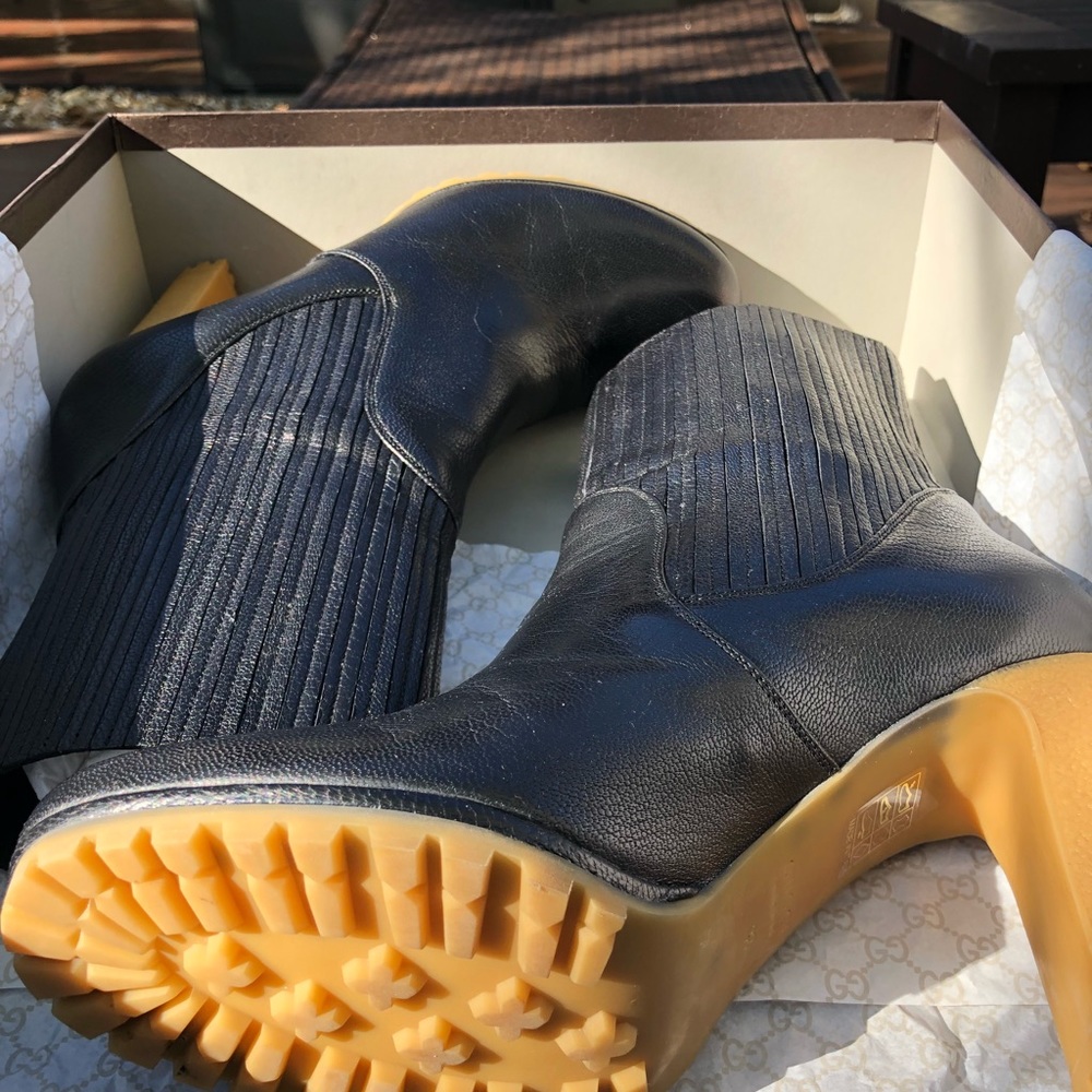 Gucci “Edith” Black Leather Boots - Picture 2 of 5
